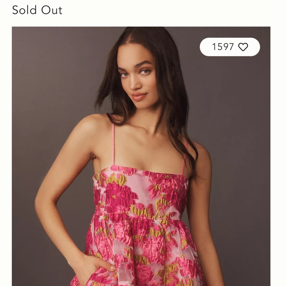 Anthropologie Pink Floral Mini Dress